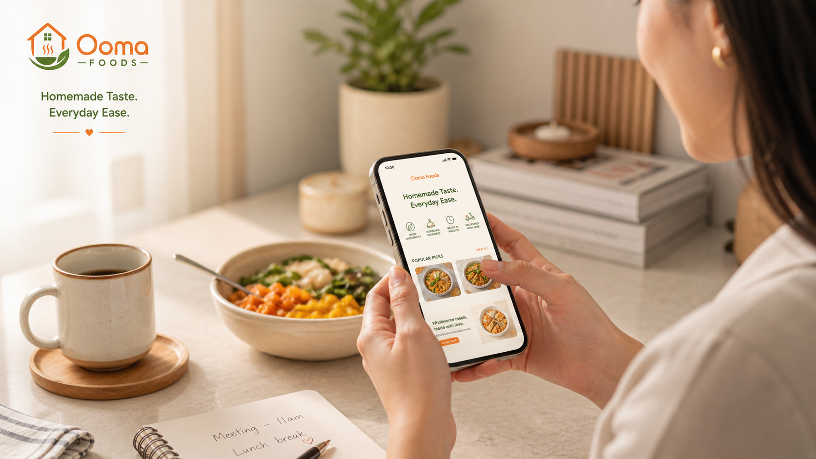 Modern meal planning in a cozy kitchen