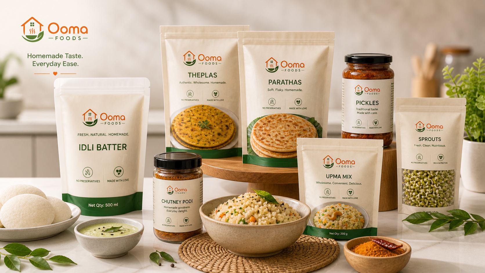 Ooma Foods product display and packaging